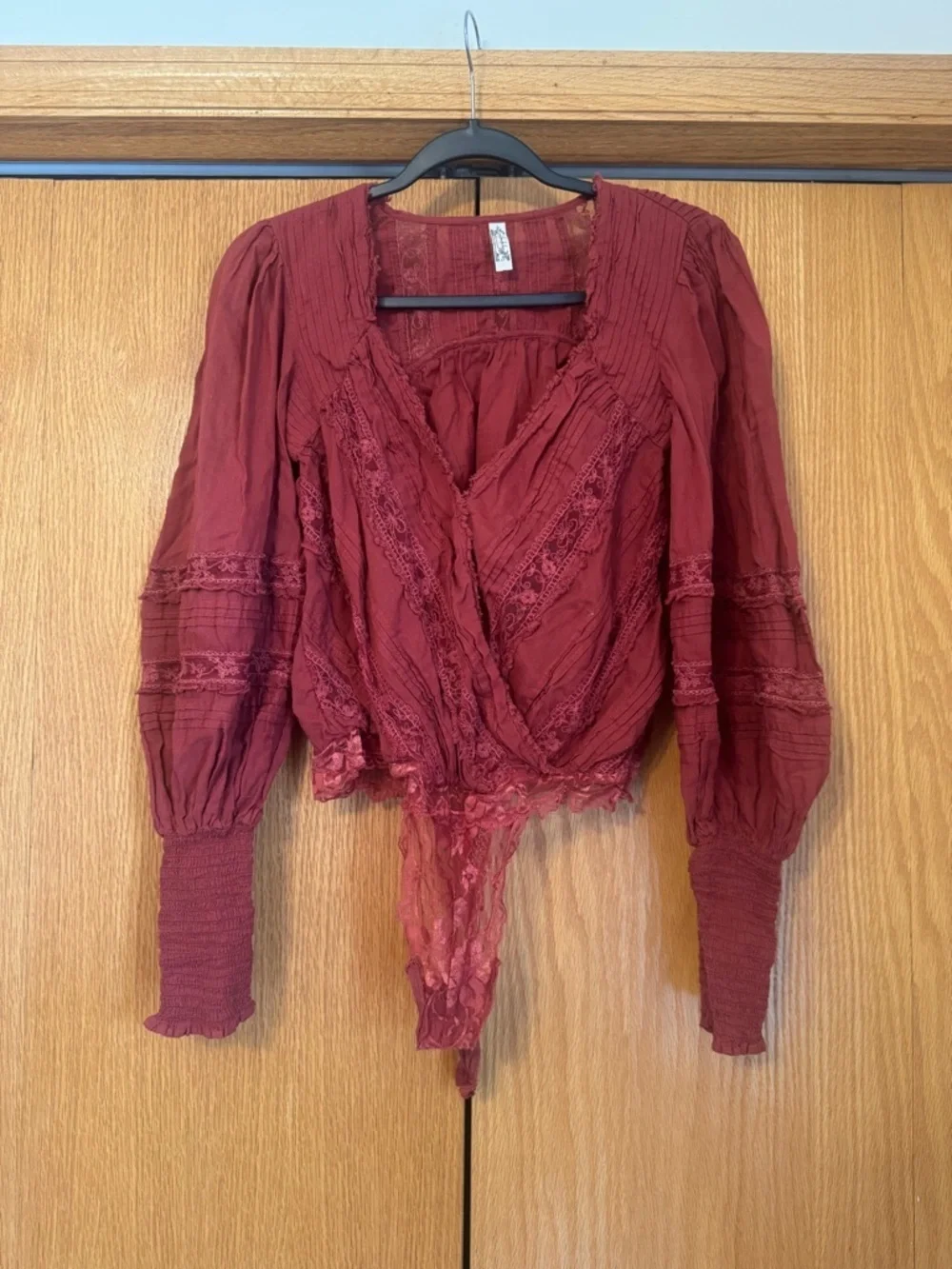 Free People Rust the Eloise bishop Bohemian bodysuit